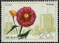 (1976-019) Марка Северная Корея "Цинния"   Цветы III Θ